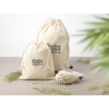 Logo trade promotional gifts image of: Gift Pouch Natural GRS Recycled Cotton (150 g/m²) M