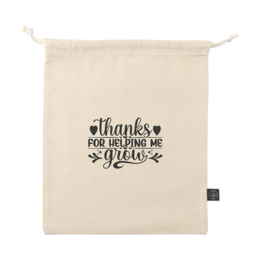 Logo trade business gifts image of: Gift Pouch Natural GRS Recycled Cotton (150 g/m²) M