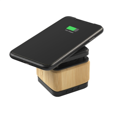 Logotrade corporate gifts photo of: Bamboo Block Speaker with wireless charger