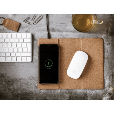 Logotrade promotional giveaway image of: Cork Wireless Charging Mousepad