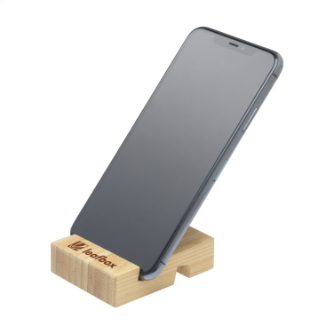 Logo trade promotional gift photo of: Supporto Bamboo phone stand