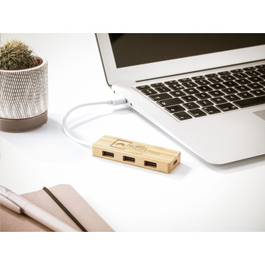 Logo trade business gifts image of: Bamboo USB Hub