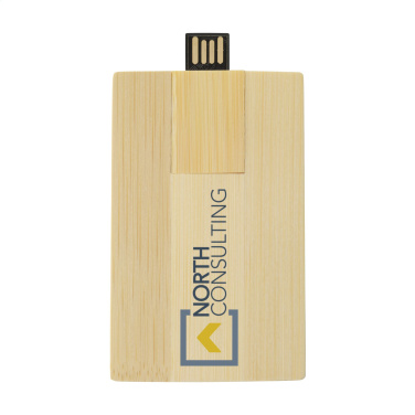 Logo trade promotional giveaways picture of: CreditCard USB Bamboo 64 GB