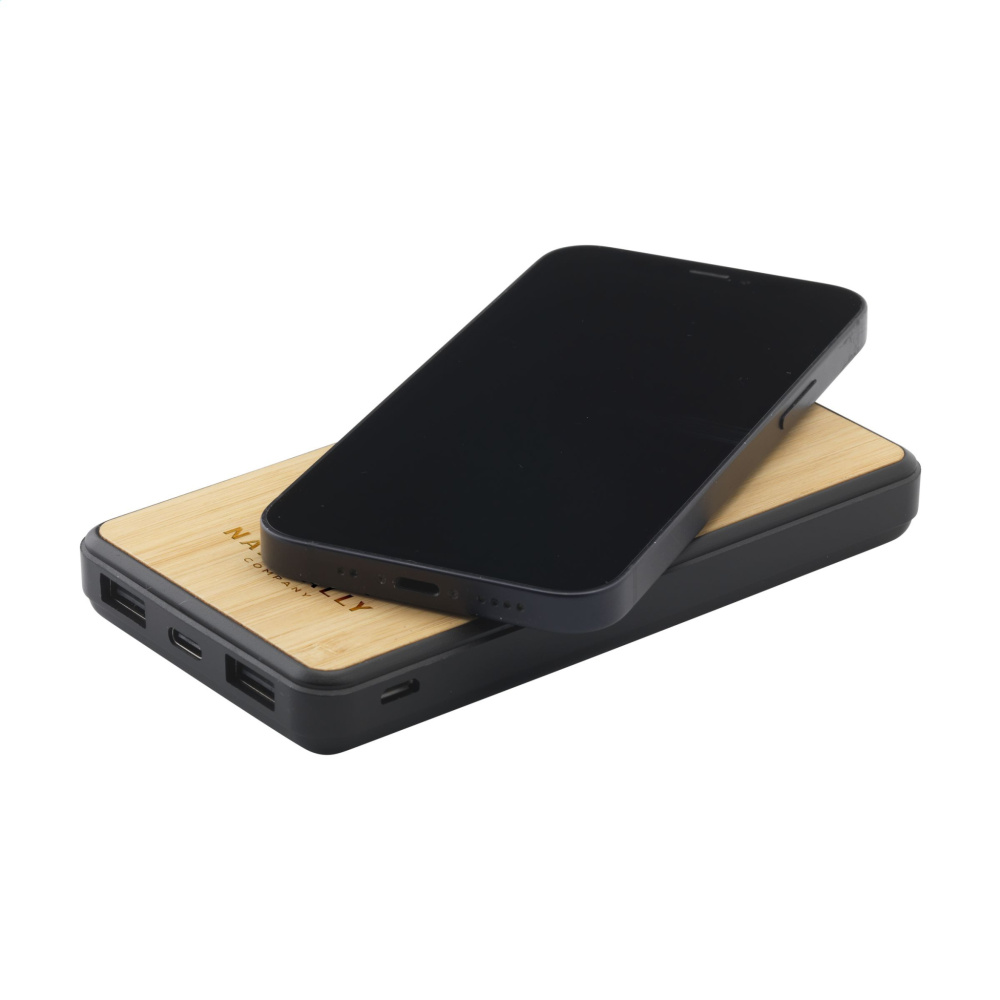 Logo trade advertising product photo of: Boru Bamboo RCS Recycled ABS Powerbank Wireless Charger