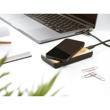 Logo trade promotional item photo of: Boru Bamboo RCS Recycled ABS Powerbank Wireless Charger