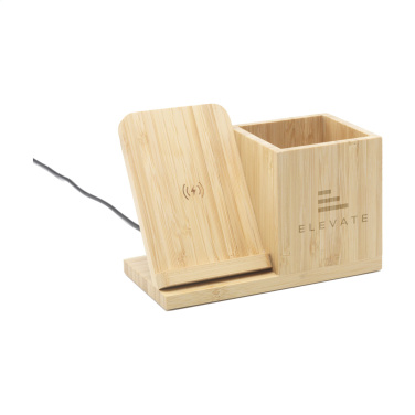 Logotrade promotional merchandise image of: Bamboo Boss 15W charger/pen holder