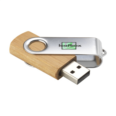 Logo trade corporate gift photo of: USB Twist Bamboo from stock 4 GB