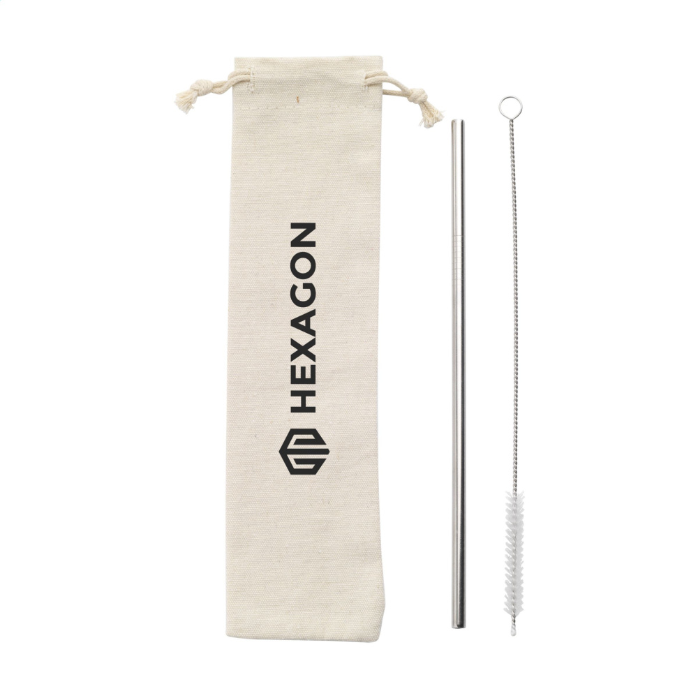 Logo trade promotional giveaways picture of: Reusable 1 piece ECO Straw Set stainless-steel straw