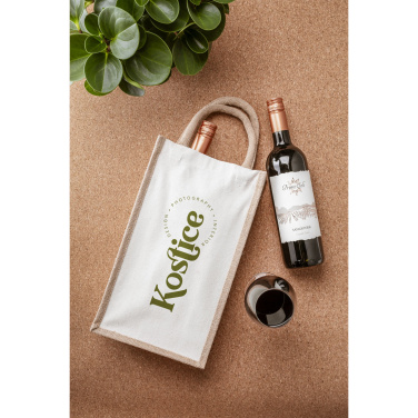 Logotrade promotional gift image of: Jute Canvas Double Wine Bag