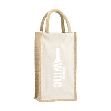 Logo trade promotional products image of: Jute Canvas Double Wine Bag