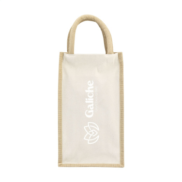 Logo trade promotional merchandise picture of: Jute Canvas Double Wine Bag