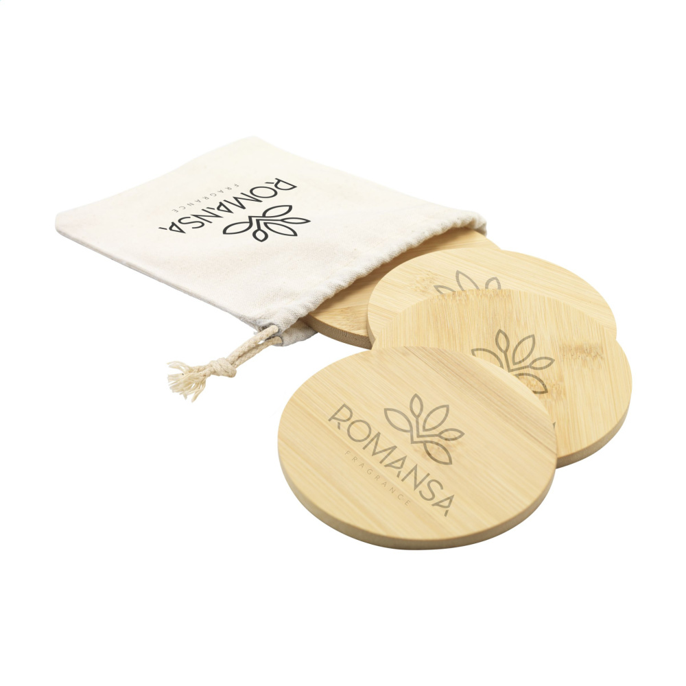 Logo trade promotional merchandise picture of: Bamboo Coaster Set