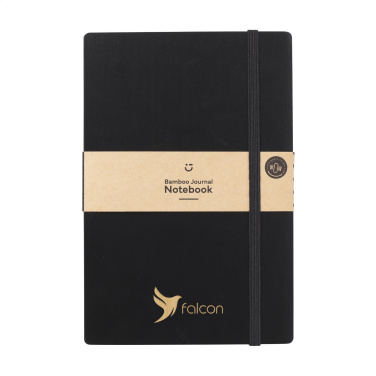 Logo trade promotional products image of: Bamboo Journal Naked Spine Paper Notebook Black A5