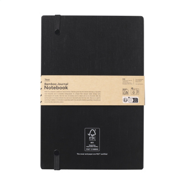 Logo trade corporate gifts image of: Bamboo Journal Naked Spine Paper Notebook Black A5