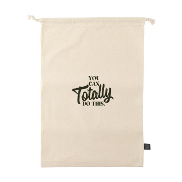 Logo trade promotional items image of: Gift Pouch Natural GRS Recycled Cotton (150 g/m²) L