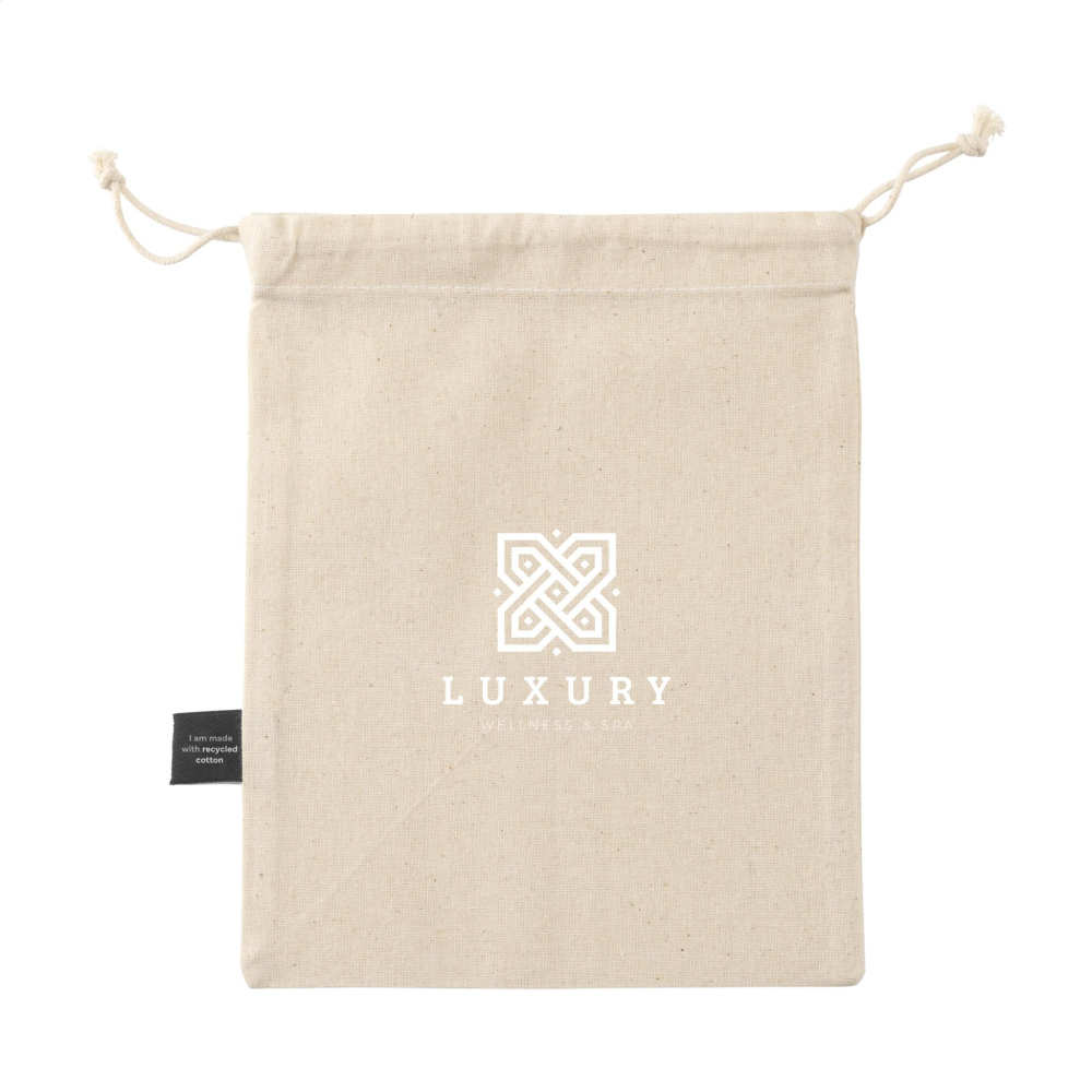 Logo trade corporate gifts picture of: Gift Pouch Natural GRS Recycled Cotton (150 g/m²) S