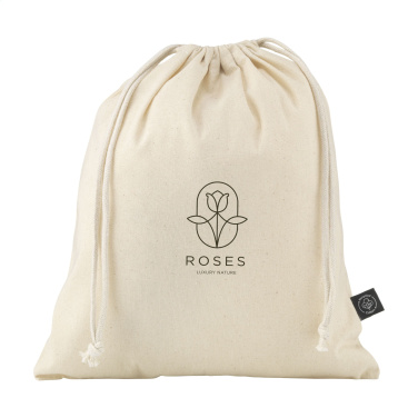 Logo trade promotional item photo of: Gift Pouch Natural GRS Recycled Cotton (150 g/m²) M