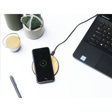 Logo trade promotional merchandise image of: Bamboo 10W Wireless Charger wireless fast charger