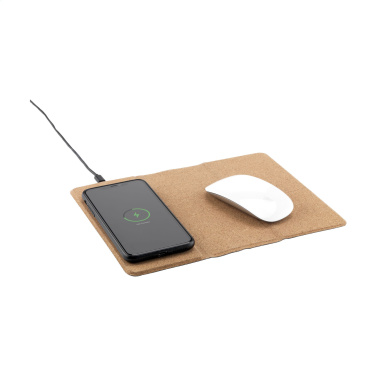 Logo trade corporate gifts image of: Cork Wireless Charging Mousepad