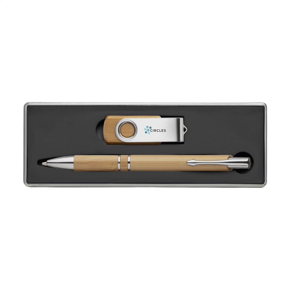 Logo trade business gifts image of: Bamboo Connect Giftset 8 GB