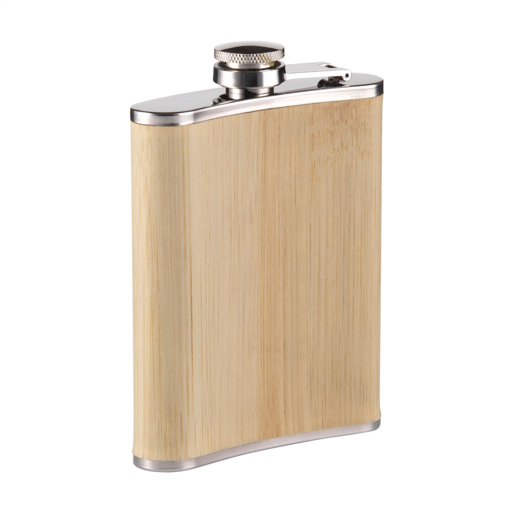 Logo trade promotional item photo of: Hipflask Bamboo 200 ml drinking bottle