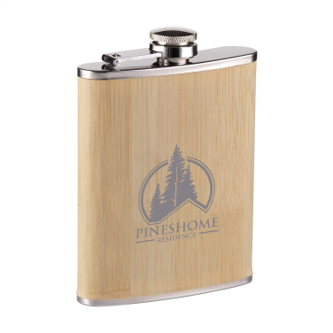 Logo trade advertising products image of: Hipflask Bamboo 200 ml drinking bottle