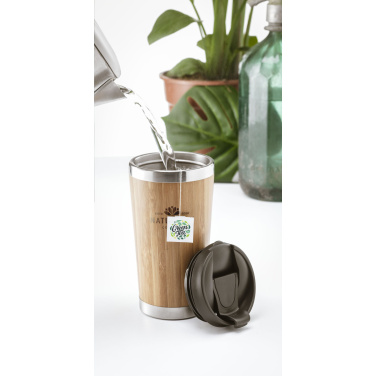 Logo trade promotional merchandise picture of: Tokyo 450 ml bamboo thermo cup