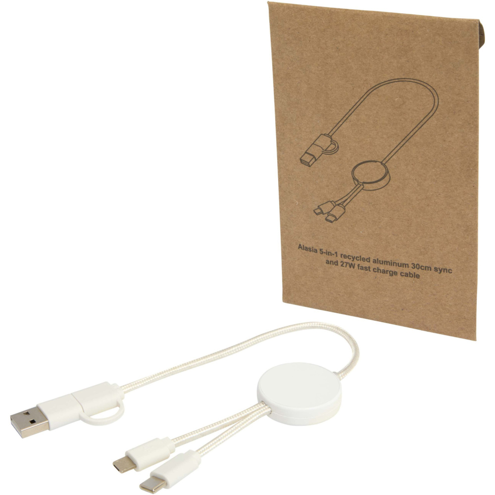 Logotrade advertising product image of: Citala 5-in-1 recycled plastic 30 cm data sync and 27W fast charge cable