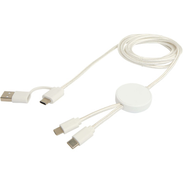 Logo trade promotional merchandise image of: Citala 5-in-1 recycled plastic 150 cm data sync and 27W fast charge cable