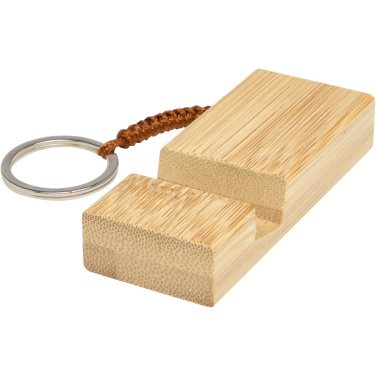 Logo trade promotional merchandise picture of: Bosona bamboo phone holder with keychain