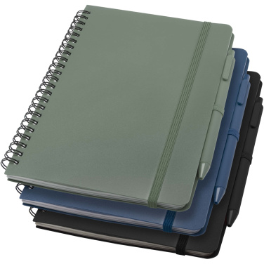 Logo trade corporate gifts image of: Thalaasa A5 ocean-bound hard cover notebook with ballpoint pen (black ink)