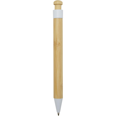 Logo trade corporate gift photo of: Rattan bamboo and recycled plastic ballpoint pen (black ink)