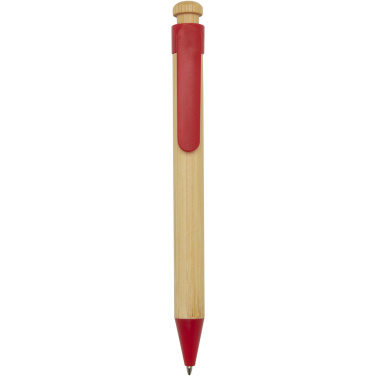 Logo trade promotional products picture of: Rattan bamboo and recycled plastic ballpoint pen (black ink)