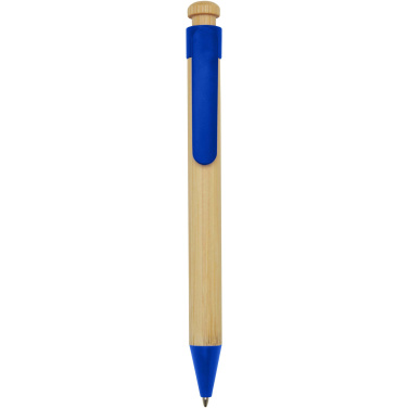 Logo trade promotional item photo of: Rattan bamboo and recycled plastic ballpoint pen (black ink)