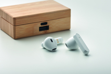 Logo trade promotional giveaways picture of: TWS earbuds in bamboo case