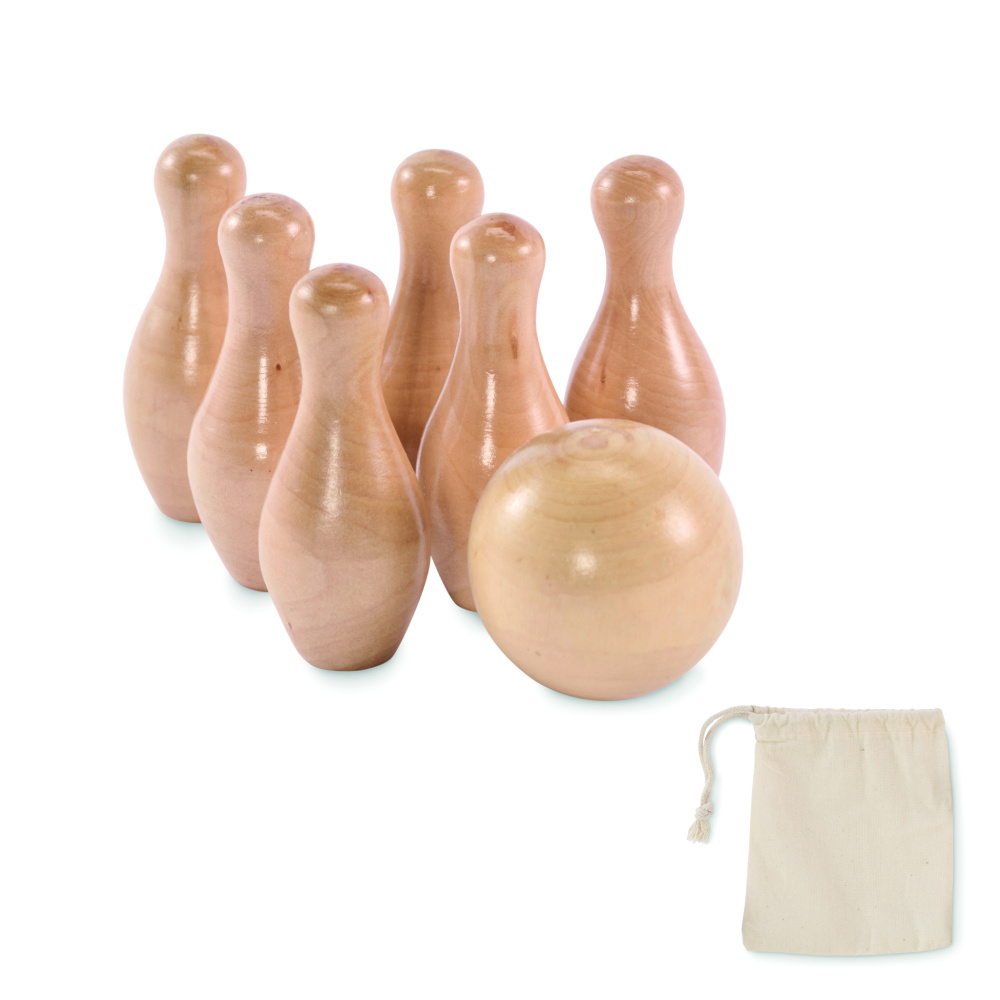 Logo trade promotional merchandise picture of: Mini pine wood bowling set