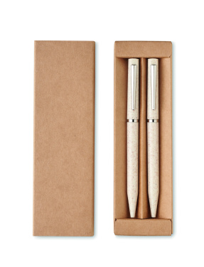 Logotrade corporate gift picture of: Wheat straw/ABS twist pen set