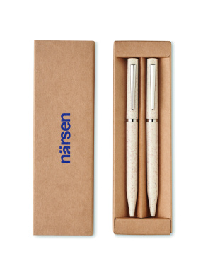 Logo trade advertising products picture of: Wheat straw/ABS twist pen set