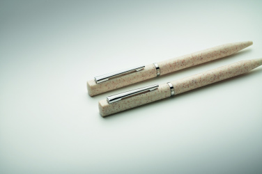 Logo trade corporate gift photo of: Wheat straw/ABS twist pen set