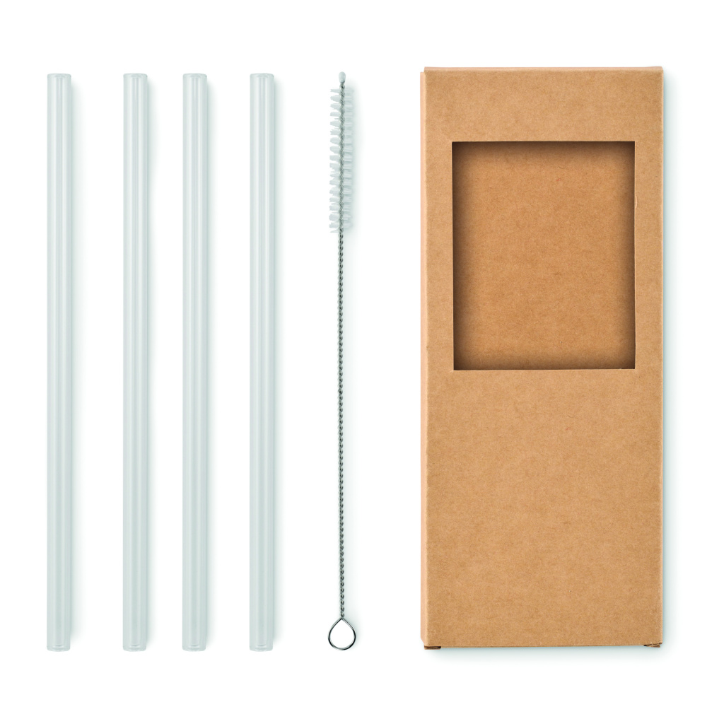 Logo trade promotional items picture of: 4 reusable glass straws