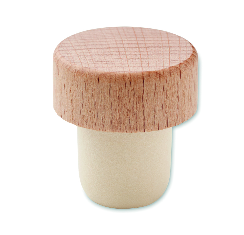 Logo trade business gifts image of: Beech wood bottle stopper