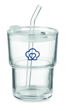 Logo trade promotional giveaway photo of: Glass tumbler with straw 400ml