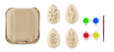 Logo trade promotional gifts picture of: Wooden eggs painting set