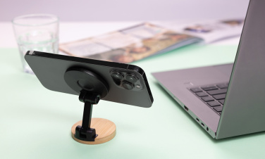 Logotrade promotional giveaway picture of: Magmount RCS recycled plastic and bamboo phone stand