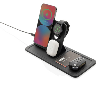 Logotrade promotional items photo of: Swiss Peak 3 in 1 RCS recycled PU wireless charger desk tray