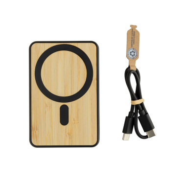 Logotrade promotional merchandise image of: Zen RCS rplastic 5000 mah 5W magnetic bamboo powerbank