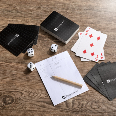 Logo trade promotional merchandise picture of: Set of playing cards and dice MURRAY Schwarzwolf