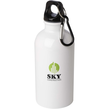 Logo trade promotional gifts picture of: Oregon 400 ml RCS certified single wall stainless steel water bottle with carabiner