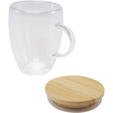 Logo trade advertising products picture of: Leona 350 ml glass cup with bamboo lid