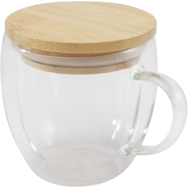 Logo trade promotional products image of: Lenora 250 ml glass cup with bamboo lid